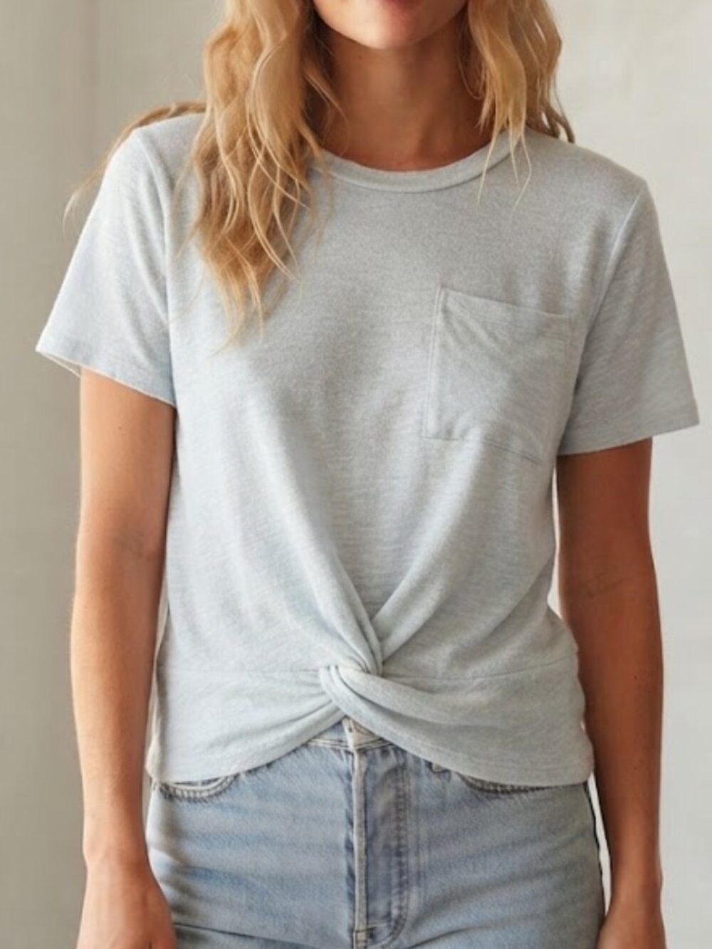Wilfred Free - Subah Knot Front Tee 63226 | Medium | Light Baby Blue Wedgewood - Picture 2 of 11